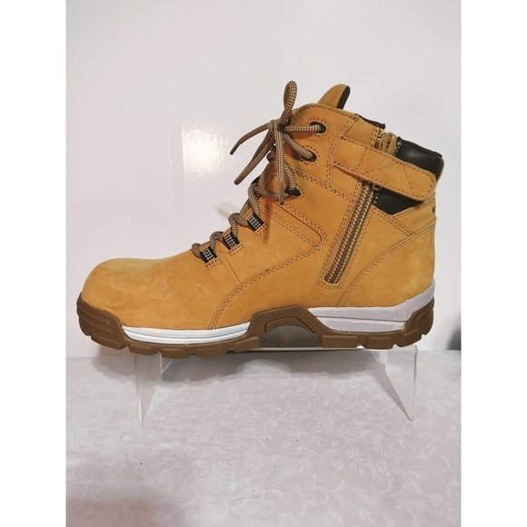 Wolverine Steel Cap safety waterproof tan leather boots Men 11 EW Woman 12.5 - Picture 2 of 13
